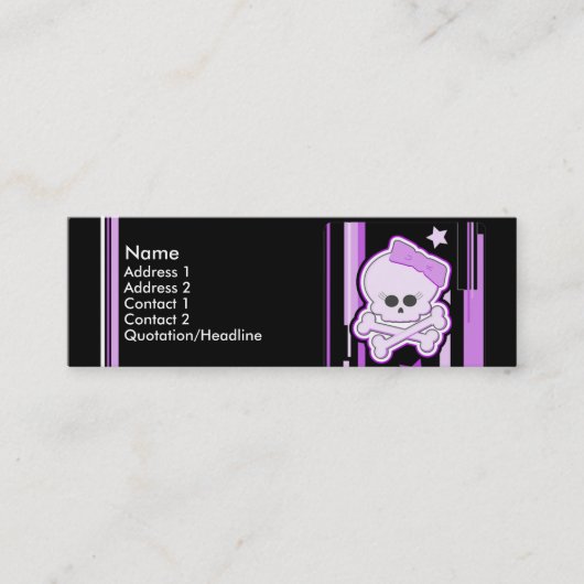 Cartes punks pourpres de profil de crâne (Devant)