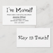 Cartes Quirky "I've Moved" (J'ai déplacé) blanches (Devant / Derrière)