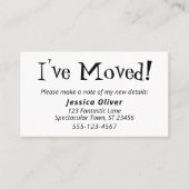 Cartes Quirky "I've Moved" (J'ai déplacé) blanches (Devant)