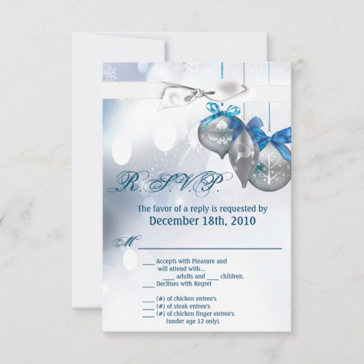 Cartes R.S.V.P. 3,5x5 Ornements Snowflakes Flacon  (Devant)