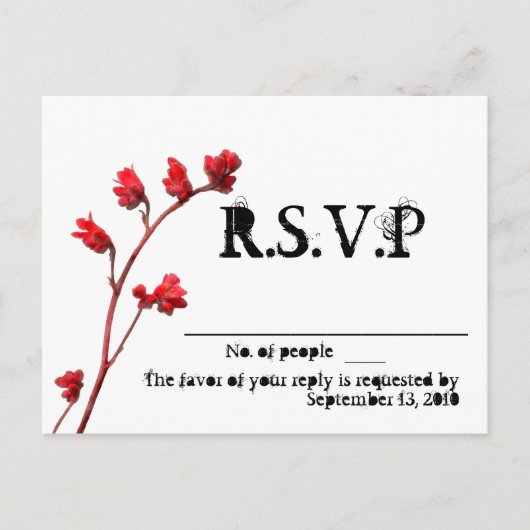 Cartes R.S.V.P. fleur rouge (Devant)
