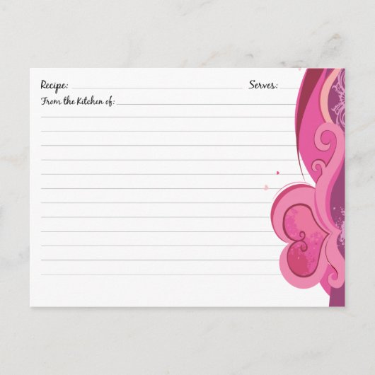 Cartes Recette Coeur mignonne (Devant)