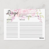 Cartes Recette Fleurs Roses (Dos)