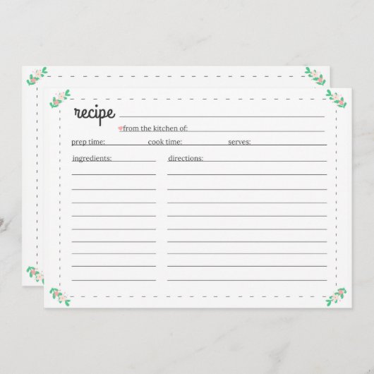 Cartes recettes (Devant / Derrière)