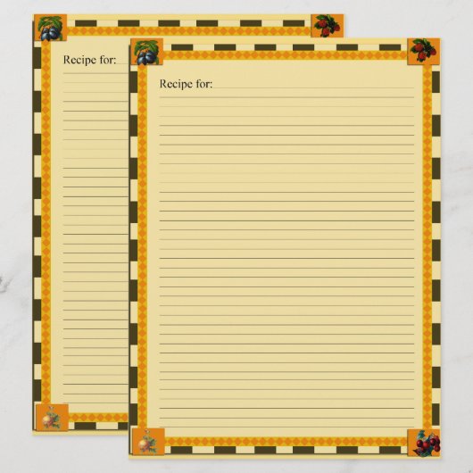 Cartes recettes (Devant / Derrière)