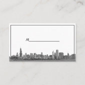 Cartes Red Place BW de Chicago Skyline Etted BW #2 (Dos)