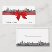 Cartes Red Place BW de Chicago Skyline Etted BW #2 (Devant / Derrière)