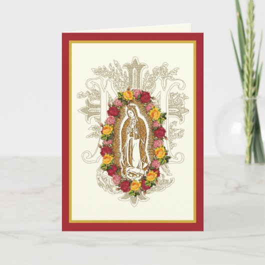 Cartes Religieuses Roses Vierge Guadalupe Espagnol (Devant)