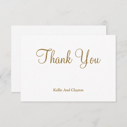 Cartes Remerciements Blanc/Or (Devant / Derrière)