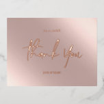 Cartes Remerciements Real Foil Rosegold Carte Post<br><div class="desc">Carte Merci de mariage personnalisée sans photos. Mariage Merci Cartes,  Élégante Modernisation Calligraphie Script texte Cartes postales en vrai rosegold feuille métallique rose.</div>