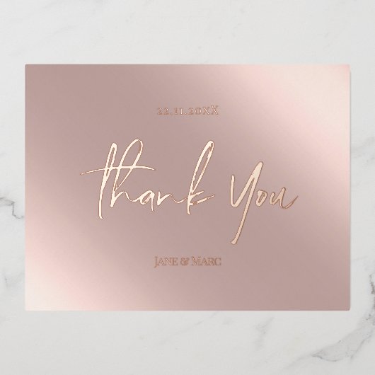 Cartes Remerciements Real Foil Rosegold Carte Post (Recto)