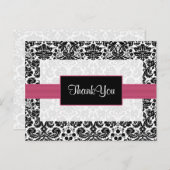 Cartes Remerciements rose damask (Devant / Derrière)