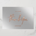 Cartes Remerciements Véritable Foil Silver Grey<br><div class="desc">Cartes de Merci mariage, Elégante Calligraphie Moderne Cartes texte de script en vrai argent feuille métallique sur argent gris métallisé faux feuille. Design modèle simple et sophistiqué sans photo. La feuille de luxe est fabriquée en Italie et imprimée aux Etats-Unis, et est disponible en or rose élégant, or et gris...</div>