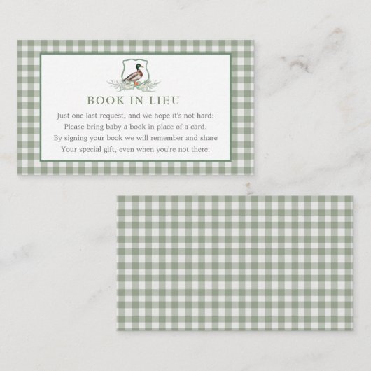 Cartes Réservez En Lieu, Cartes Réservez En Canard (Devant / Derrière)