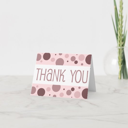 Cartes roses de "Merci" de pois (Devant)