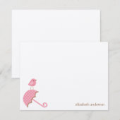 Cartes roses de Merci d'oiseau et de parapluie (Devant / Derrière)