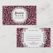 Cartes roses de rendez-vous de coiffeur (Devant / Derrière)