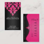 Cartes roses électriques de rendez-vous de damassé (Devant / Derrière)