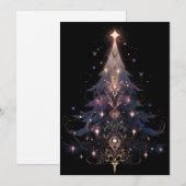 Cartes roses Gold et Bleu foncé Arbre de Noël (Devant / Derrière)
