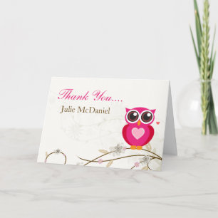 Cartes roses lunatiques de Merci de hibou