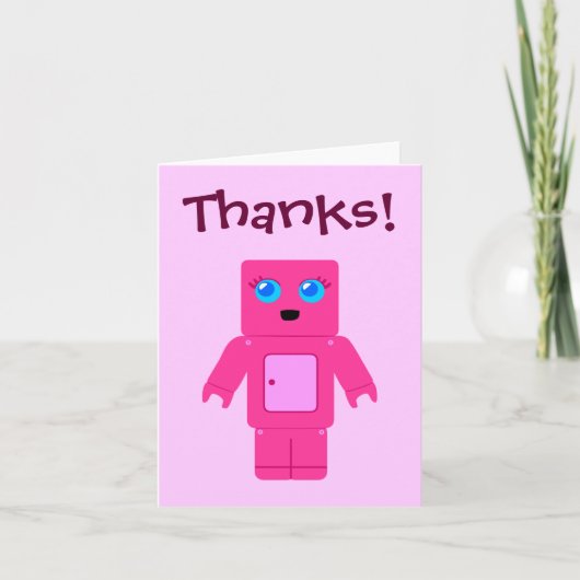 Cartes roses mignonnes de Merci de robot (Devant)