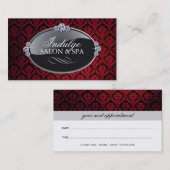 Cartes rouges chiques de rendez-vous de damassé (Devant / Derrière)