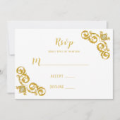 Cartes Royal Blue et Gold Wedding RSVP (Devant)