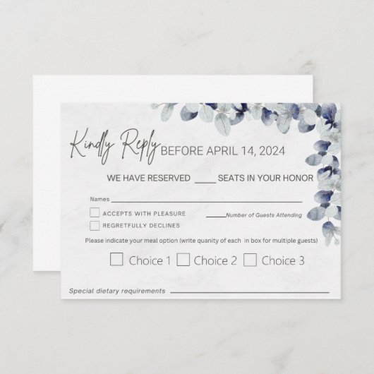 Cartes RSVP (Devant / Derrière)