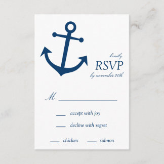 Cartes RSVP Ancre nautique (bleu marine)