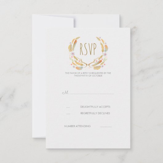 Cartes RSVP Antlers pour les plumes d'aquarelle (Devant)