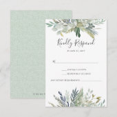 Cartes RSVP aquarelle Feuillage Vert (Devant / Derrière)