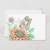 Cartes RSVP Aquarelle Papillon et Fleur (Dos)
