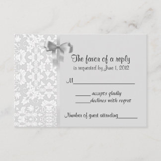 Cartes RSVP Argent Damask