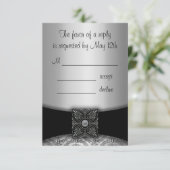 Cartes RSVP Argent et Noir Damas (Debout devant)