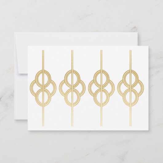 Cartes RSVP Art Déco 1920's Gold White Response (Dos)