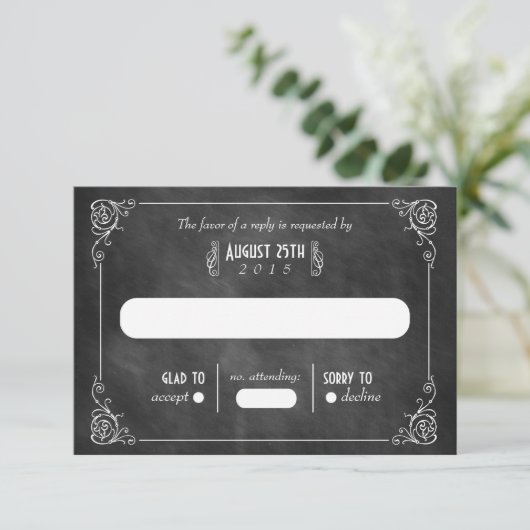Cartes RSVP Art Déco Chalkboard (Debout devant)
