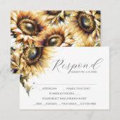 Cartes RSVP avec choix de repas Fleurs de soleil j (Devant / Derrière)