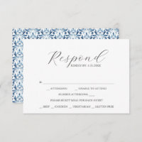 Cartes RSVP avec choix de repas Motif bleu foncé
