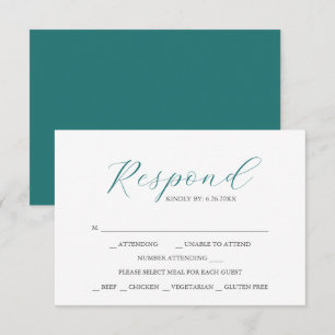 Cartes RSVP avec Choix de Repas Vert Émeraude