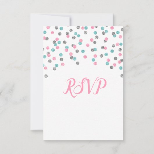 Cartes RSVP Baby shower en argent rose (Dos)
