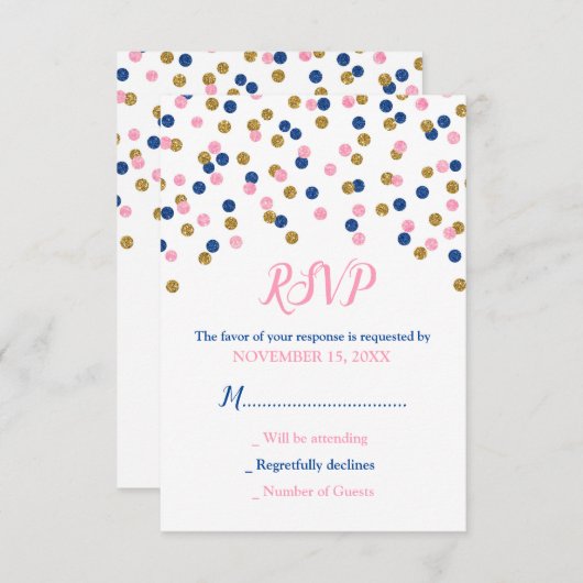 Cartes RSVP Baby shower en or rose (Devant / Derrière)