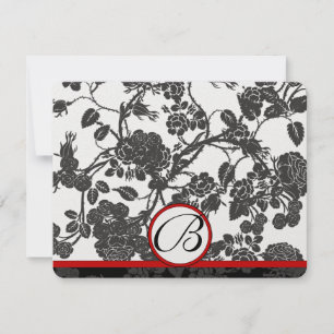 Cartes RSVP-Black Rose Red Trim - motif passé