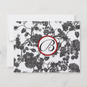 Cartes RSVP-Black Rose Red Trim - motif passé (Devant)