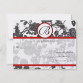 Cartes RSVP-Black Rose Red Trim - motif passé (Dos)