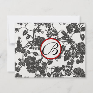 Cartes RSVP-Black Rose Red Trim - motif passé