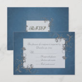 Cartes RSVP Bleu et Argent (Devant / Derrière)