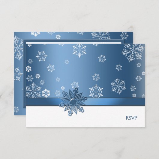 Cartes RSVP Bleu et Blanc hiver (Devant / Derrière)