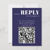 Cartes RSVP bleu marine pour code QR Mariage (Devant)