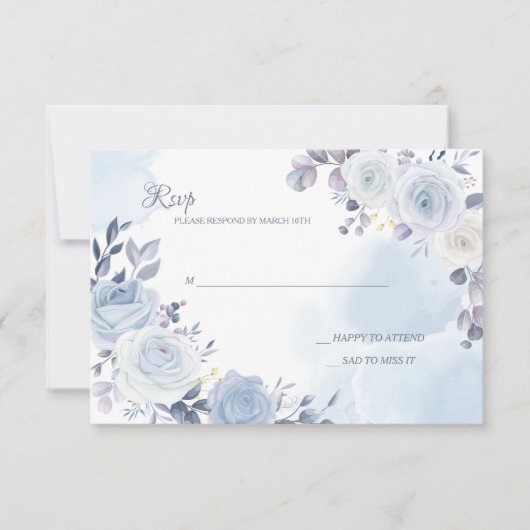 Cartes RSVP bleu Mayflower (Devant)