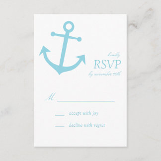 Cartes RSVP (bleu pâle) pour Ancre nautique